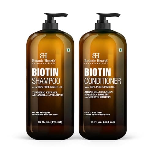 Botanic Hearth Biotin Shampoo and Conditioner Set - with Ginger Oil & Keratin for Hair Loss and Thinning Hair for Men and Women - Sulfate Free, 16 fl oz each - Image 1