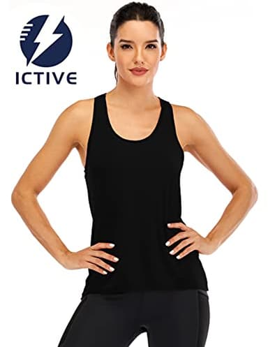 ICTIVE Womens Cross Backless Workout Tops for Women Racerback Open Back Shirts Athletic Sleeveless Clothes Black M - Image 2