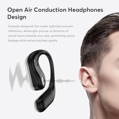 EUQQ Open Ear Bluetooth 5.4 Earbuds, Sport Over Earphones Wireless Headphones Built-in Mic with Ear Buds LED Display, Touch Control, IPX7 Waterproof Hook Design 50Hrs Playtime for Sports, Black - Image 8
