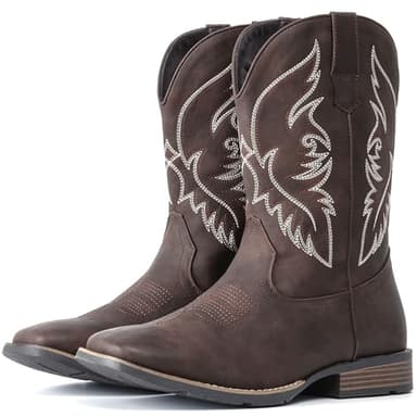 IUV Cowboy Boots For Men Square Toe Western Boot Durable Retro Classic Embroidered Pull On Boot Slip Resistant Country Boots - Image 6