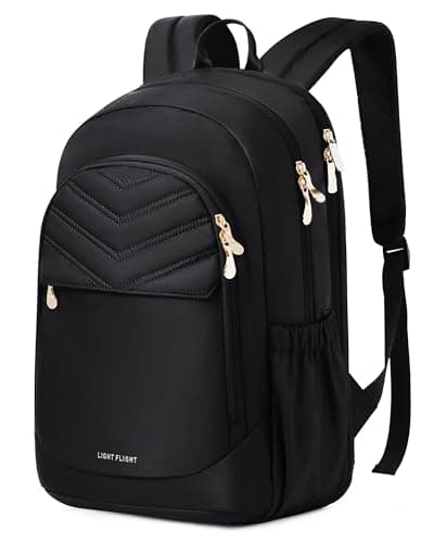 LIGHT FLIGHT 17.3" Laptop Backpack for Women, Large Black Travel Backpacks with USB Charging Hole, Water Resistant, Large Capacity, Daypack for College, Work, Casual Computer Bags - Image 1