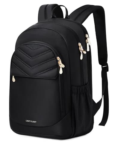 LIGHT FLIGHT 17.3" Laptop Backpack for Women, Large Black Travel Backpacks with USB Charging Hole, Water Resistant, Large Capacity, Daypack for College, Work, Casual Computer Bags - Image 1