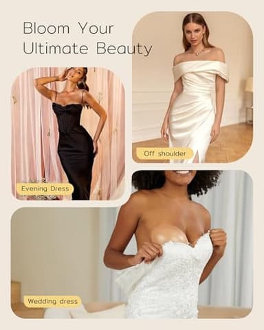 Niidor Strapless Bra Adhesive Backless Sticky Bra with Push Up Invisible Silicone Nude Bra for Low Cut Dresses Comfortable & Secure - Image 6