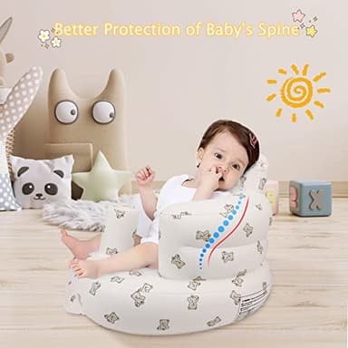 EKEPE Inflatable Baby Seat for Babies 3 Months & Up, Baby Floor Seats for Sitting Up, Baby Seats for Infants, Blow Up Baby Chair with Built in Air Pump - Bear - Image 5