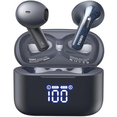 TOZO T21 Wireless Earbuds Bluetooth 5.3 in Ear Headphones Dual Mic Call Noise Cancelling IPX8 Waterproof 44H Playback Stereo Sound with LED Display Wireless Charging Case 32 EQs via APP Blue - Image 1