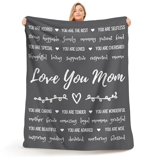 FILO ESTILO Mom Gifts for Birthday, Mothers Day Throw Blanket from Daughter or Son, Thoughtful, Unique, Quality Presents to Say Love You, 60x50 Inches (Gray, Sherpa) - Image 1