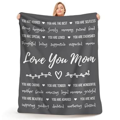 FILO ESTILO Mom Gifts for Birthday, Mothers Day Throw Blanket from Daughter or Son, Thoughtful, Unique, Quality Presents to Say Love You, 60x50 Inches (Gray, Sherpa) - Image 1