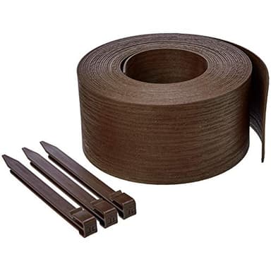 Amazon Basics Landscape Edging Coil, pack of 10 Stakes, 5 inch x 40FT, Brown - Image 1