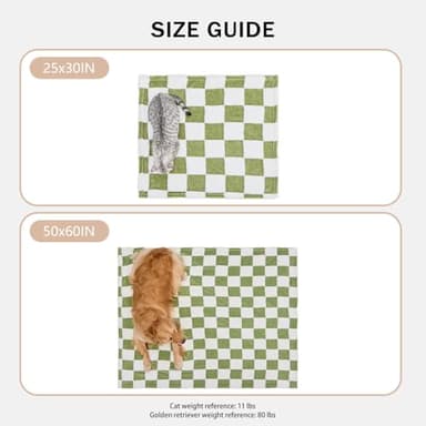 Qeils Jacquard Dog Blankets for Large Dogs, Cozy Calming Cat Blankets Washable, 280GSM Coral Fleece Plush Fluffy Throw Blanket, Sage Green Checkered, 30x40IN - Image 5