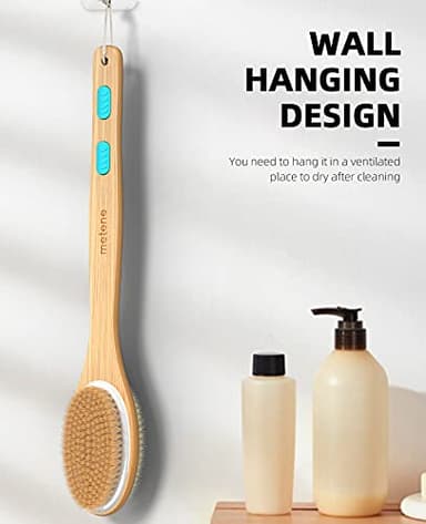 Metene Shower Brush with Soft and Stiff Bristles, Bath Dual-Sided Long Handle Back Scrubber Body Exfoliator for Wet or Dry Brushing - Image 6