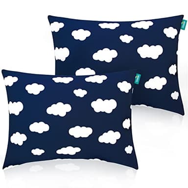 Toddler Pillow for Sleeping, Kid Pillow 14" x 19" for Small Travel Bed, Nap Pillows, Soft & Skin-Friendly Small Pillows for Sleeping, Toddler Use Only, Age 2 to 5 (Navy Cloud) - Image 2