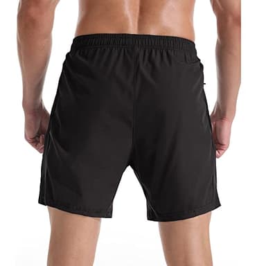 Gerlobal Men's 7" Athletic Running Shorts Lightweight Quick Dry Gym Workout Shorts with Zipper Pockets Black,Medium - Image 6