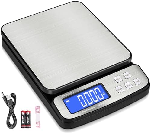 Fuzion Digital Shipping Postal Scale - 88lb x 0.1oz, Stainless Steel Platform, 5 Units, Hold/Tare/PCS Counting, Easy Calibration, Large LCD, Scale for Packages, All-in-1 Shipping Scale - Image 1