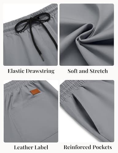 COOFANDY Men's Drawstring Shorts Stretch Waistband Casual Walking Shorts with Pockets Grey - Image 5