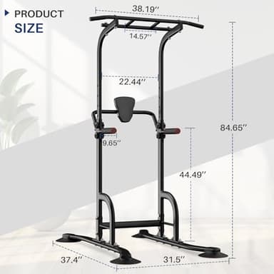 BangTong&Li Power Tower, Pull Up Bar Dip Station/Stand for Home Gym Strength Training Workout Equipment (Black-02) - Image 5