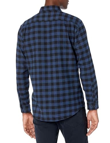 Amazon Essentials Men's Long-Sleeve Flannel Shirt (Available in Big & Tall), Black Blue Buffalo Plaid, Medium - Image 3
