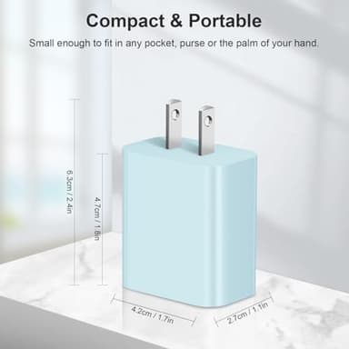 USB C Charger Block Charging Block Type C Charge 20W Wall Chargers 4 Pack for iPhone 16/16 Plus/16 Pro/16 Pro Max/iPhone 15/15 Pro/15 Pro Max/14/13/12 Pro/Samsung//Android(Blue) - Image 6