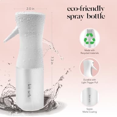 Kitsch Continuous Spray Bottle for Hair – Fine Mist Water Mister & Water Spray Bottle – Recycled Hair Spray Bottle – Spray Bottles for Cleaning, Styling, Plants & More – White, 150ml - Image 2