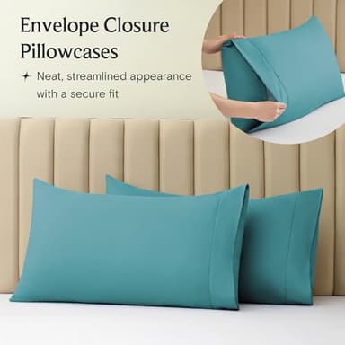 LuxClub Twin XL Sheets - Soft Twin Bed Sheets for Boys and Girls, 3 PC Deep Pockets Wrinkle Free Kids Fitted Sheets Machine Washable Hotel Bedding Silky Soft - Teal Twin XL - Image 7