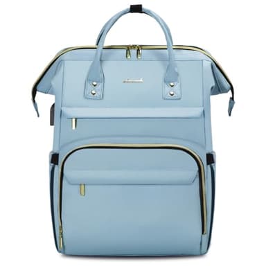 LOVEVOOK Laptop Backpack for Women,15.6 Inch Professional Womens Travel Backpack Purse Computer Laptop Bag Nurse Teacher Backpack,Waterproof College Work Bags Carry on Back Pack with USB Port,Sky Blue - Image 1