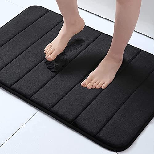 Buganda Memory Foam Bath Mat, 30" x 20", Ultra Soft and Non-Slip Bathroom Rugs, Water Absorbent and Machine Washable Bath Rug for Bathroom, Shower, and Tub, Black - Image 1