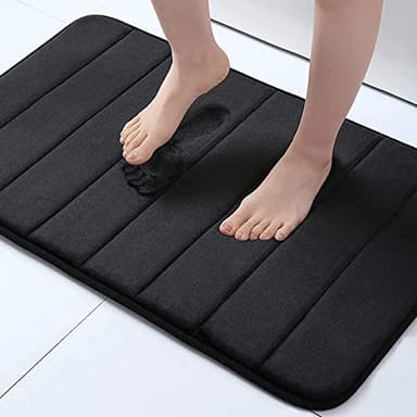 Buganda Memory Foam Bath Mat, 30" x 20", Ultra Soft and Non-Slip Bathroom Rugs, Water Absorbent and Machine Washable Bath Rug for Bathroom, Shower, and Tub, Black - Image 1