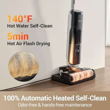 DREAME H14 Pro Wet Dry Vacuum Cleaner, 180° Lie-Flat Vacuum Mop, 140°F Washing and Fast Hot Air Drying, Powerful 18kPa Suction Floor Cleaner Machine, Easy GlideWheel Movement, Smart App Control - Image 3