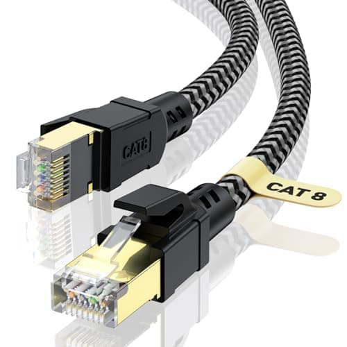 CABNEER Cat 8 Ethernet Cable 60FT, High-Speed Braided Internet Cable Network Cord with Gold Plated RJ45 Connector 40Gbps 2000Mhz Heavy Duty LAN Cable Shielded Indoor - Image 1