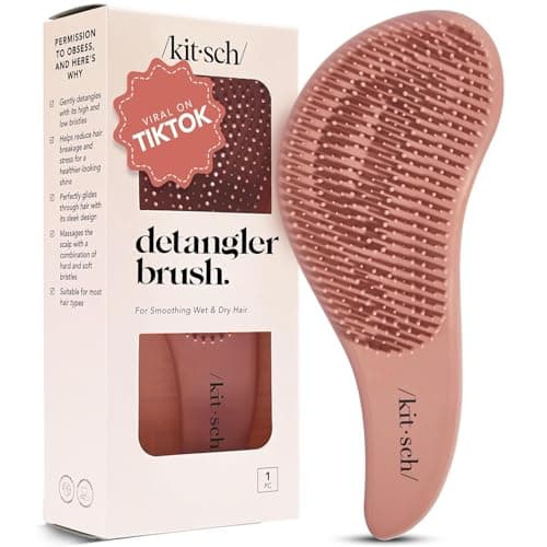 Kitsch Detangler Brush – Gentle Curly Hair Brush with Flexible Bristles for All Hair Types - Wet or Dry | Detangling Hair Brushes for Women & Men, Adults & Kids - Terracotta - Image 1