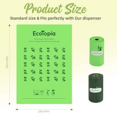 Tear-Free Biodegradable Poop Bags for Dogs,240 Compostable Dog Waste Bags Rolls,Eco-Friendly,Extra Thick,Leakproof,Unscented,Plant-based,ASTM D6400 & EN 13432 Compliant,Dark Green - Image 5