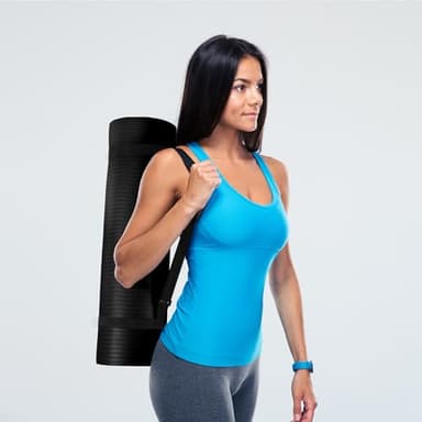 Fitvids All Purpose 1/2-Inch Extra Thick High Density Anti-Tear Exercise Yoga Mat with Carrying Strap, Black - Image 5