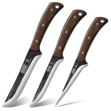 HOSHANHO Butcher Knife Set 3-Piece, Super Sharp Hand Forged Fillet Knife & Dividing Knives & Paring Knives Set, Upgraded High Carbon Stainless Steel Meat Cutting for Home, Outdoor - Image 1