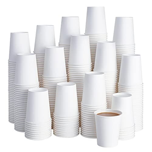 LITOPAK 400 Pack 8 oz Disposable Paper Coffee Cups, White Paper Hot Coffee Cups for Party, Picnic, Travel, and Events - Image 1