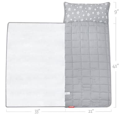 Moonsea Toddler Nap Mat with Pillow Fleece Minky Blanket, Lightweight, Soft Perfect for Kids Preschool, Daycare, Travel Sleeping Bag Boys and Girls, 21" x 50" Fit Standard Cot - Image 2