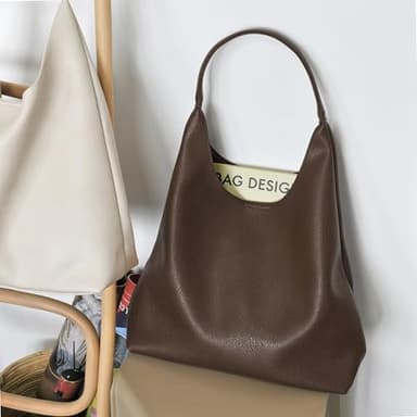 Hobo Bags for Women Soft Vegan Leather Shoulder Handbag Slouchy Tote Purses (Coffee) - Image 3