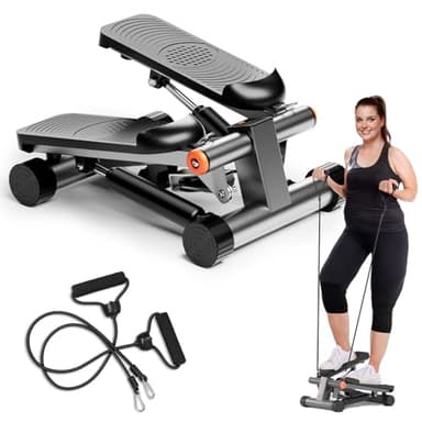 GORISE Steppers for Exercise at Home,Adjustable Height Stair Stepper with Resistance Bands, Portable Stair Steppers Workout Machine, Mini Stepper Exercise Equipment with LCD Monitor (Carbon Grey - Image 1