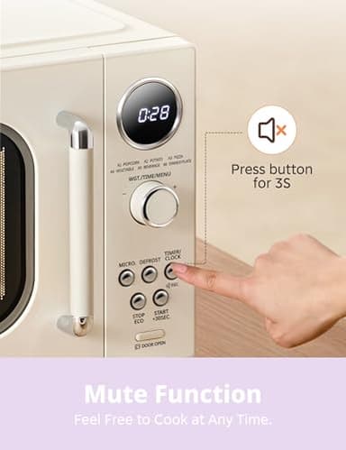 COMFEE Retro Ovens, Small 9 Preset Programs, 0.9 cu.ft Countertop Compact Microwaves with Multi-Stage Cooking, Mute Function, LED Digital, Apricot/900W, CMO-MMP02AA(at), Apricot - Image 5