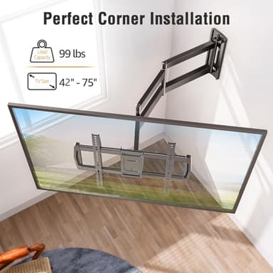 ELIVED Long Arm TV Wall Mount for Most 42-75 Inch TVs, 37.9 Inch Long Extension Corner TV Mount, Full Motion Wall Mount tv Bracket Swivel and Tilt, Holds up to 99 lbs. Max VESA 600x400mm, YD3038 - Image 6