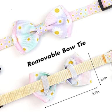 BuntyJoy Breakaway Cat Collar with Cute Bow Tie and Bell, Cat Collars for Boy Cats and Girl Cats, Safety Kitten Collars, Floral Patterns, 1 Pack Purple - Image 3