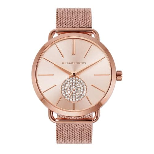 Michael Kors Portia Three-Hand Rose Gold-Tone Stainless Steel Mesh Women's Watch (Model: MK3845) - Image 1