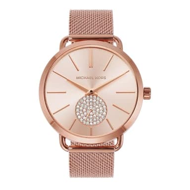 Michael Kors Portia Three-Hand Rose Gold-Tone Stainless Steel Mesh Women's Watch (Model: MK3845) - Image 1