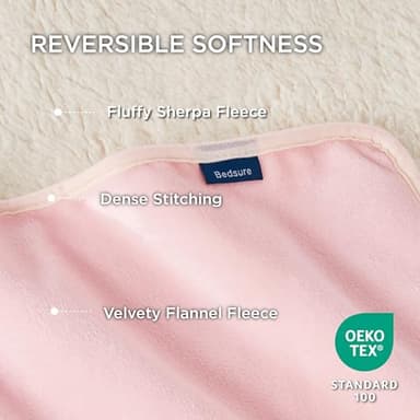 Bedsure Waterproof Blanket for Bed - Sherpa Fleece Waterproof Dog Blankets for Large Dogs, Pet Blankets for Bed/Couch/Dog Crate, Soft Plush Reversible Furniture Protector, Twin Size, 80"x60", Pink - Image 3