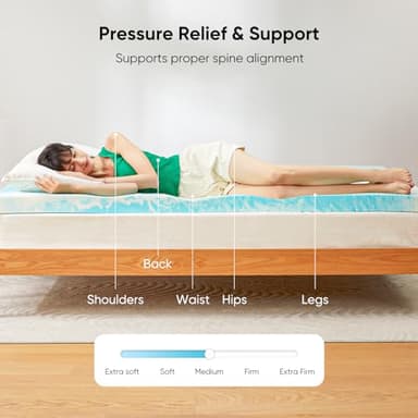 Marsail Mattress Topper Queen, 3-inch Gel Memory Foam, Bed Topper for Queen Size Bed, Soft for Sleeper Sofa, RV, Camper, CertiPUR-US Certified - Image 4