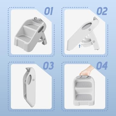 iBabyMax Toddler Step Stool, Easy to Fold Step Stools for Toddlers with Non-Slip Surface & Alphabet Patterns, Lightweight & Cute Kids Step Stool for Potty Training, Bathroom Sink, and Bedroom, Gray - Image 7