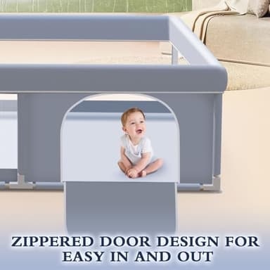 XVISHX 65 x 50 Inch Baby Playpen, Playpen for Babies and Toddlers, Baby Play Pen Playard for Indoor & Outdoor Active Center Game Fence, with Skin-Friendly Fabric and Soft Breathable Mesh, Grey - Image 7