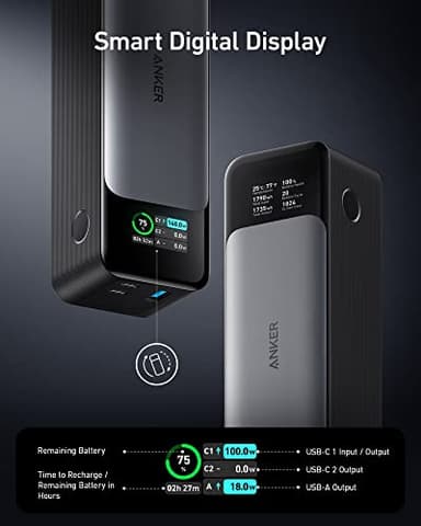 Anker 737 Power Bank, 24,000mAh 3-Port Laptop Portable Charger with 140W Fast Charging, Smart Display, for Outdoor Work, Compatible with iPhone 16/15/14 Series, Vision Pro, Samsung, MacBook, and More - Image 4