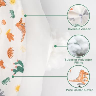 Nursing Pillow, More Support for Mom and Baby, Removable Cotton Cover and Colorful Animal Patterns, Machine Washable, Plus Size Baby Pillow, White - Image 7