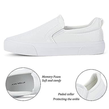 JENN ARDOR Women’s Slip On Sneakers Perforated/Quilted Casual Shoes Fashion Comfortable Walking Flats (White Stone, 8) - Image 3