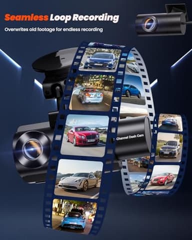 QCONTROL 3 Channel Dash Cam, Built-in 5G WiFi and GPS, 4K+1080P+1080P Dash Camera for Cars, Car Camera with 3-Inch Screen, IR Night Vision, 24Hr Parking Mode, G-Sensor, 64GB Card - Image 7