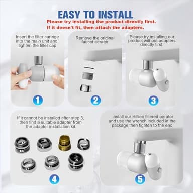4 Modes Multifunctional Kitchen & Bathroom Water Filter for Sink Faucet with 2pcs Replacement Filters - 99.9% Chlorine Removal - Skin Hydration in 2 Weeks-Compatible with Most of Faucet - Image 8